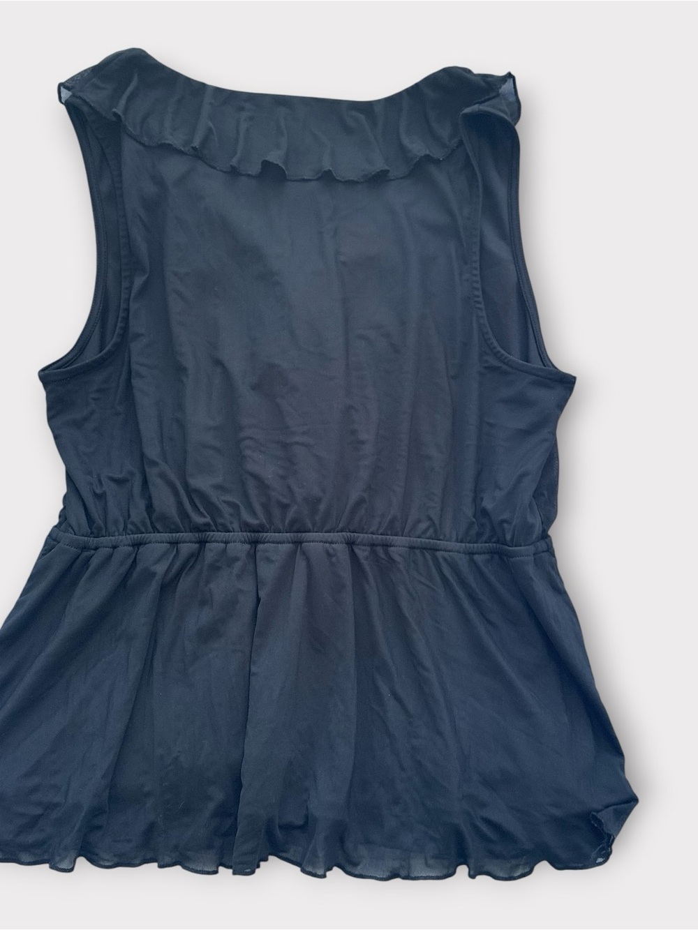 Morgan Taylor Black Ruffled V-Neck Peplum Tank - Picture 5 of 7